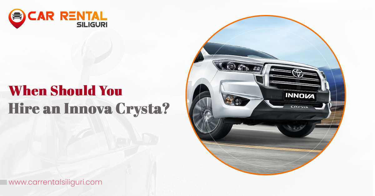 Toyota Innova Crysta featured for comfortable family travel, airport transfers, business trips, and group journeys from Siliguri.